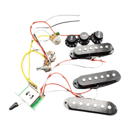 Set med Enkelspolad Gitarrpickup och 250K-Kablage för ST Elgitarr, Vit