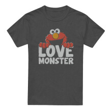(L, Charcoal) Sesame Street Unisex Adult Love Monster Heather T-Shirt