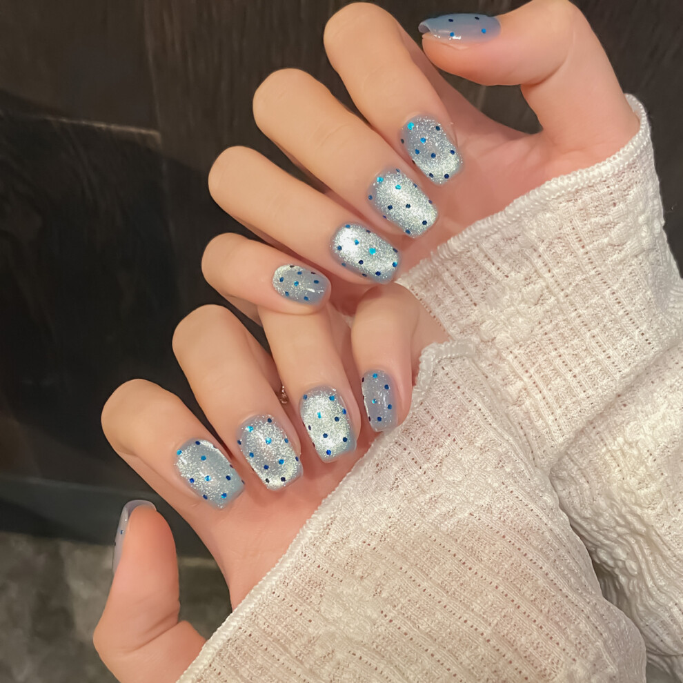 Phui-Pet-Supplies (Xs) Glitter Blue Cat Eye Fake Nails For Women