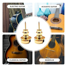 2 Stück Gitarrengurtknöpfe, Rostfrei, Schnellverschluss-System für Gitarrengurte, für Elektrische und Akustische Gitarren, Gold