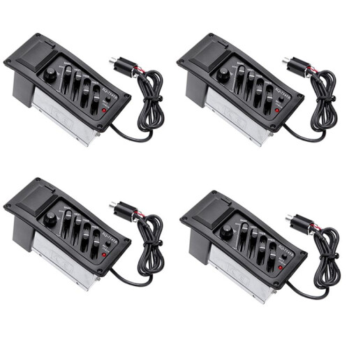 4set EQ-7545R 4-Bands Akustisk Gitarr EQ Preamp Equalizer EQ 7545R Pickup Förstärkare 6,5MM Output
