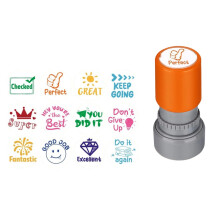 Colorful Teacher Stamp Collection Including 12 Unique English-C