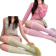 Chaussettes hautes pour femmes, bas-Pk de lumière vert clair