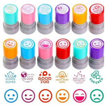 12 Pcs Teacher Grading Stamps Featuring Positive English-D