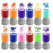 Ensemble de tampons en plastique multicolores avec 12 phrases-G