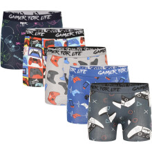 (13-14 Years, Multicoloured) Floso Boys Gamer For Life Cotton Blend Boxer Shorts (Pack of 5)