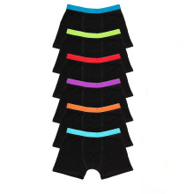 (9-10 Years, Black/Red/Blue/Orange/Purple/Yellow) Keanu Boys Cotton Blend Boxer Shorts (Pack Of 6)