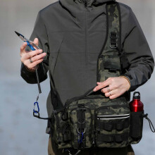 (Cp) Multi-Functional Fishing Sling Bag w/ Rod Holder