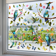 Autocollants statiques oiseaux double face, motifs éclatants pour la décoration intérieure, autocollants anti-collision pour fenêtres, parfaits