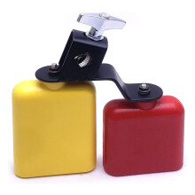 Jam-Block Musikalisches Schlaginstrument Latin Drum Instrument Doppelt Montierte Glocke für Schlagzeug-Musical (Rot-Gelb)