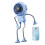 Novelty Robot Design Fan With Long Lasts Battery Folding-Blue 1