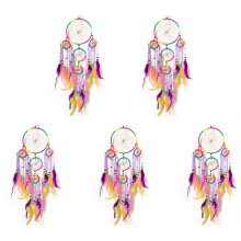 5X Handmade Dream Catcher Traditionelle Dreamcatcher Wandbehang Dekoration Bunte Feder