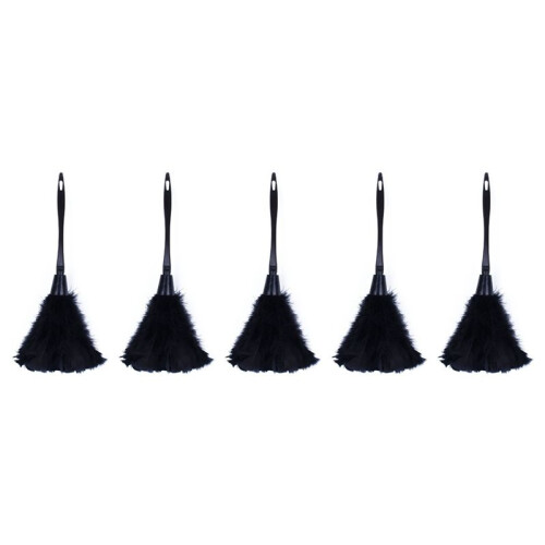 5pc Fashion Turkey Feather Duster with Black Plastic Handle Cleaning Tool(Black)35cm