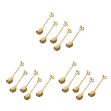 Kaffee Rührlöffel Edelstahl Kreative Zweig Blätter Form Kreative Besteck Dessert Löffel Marmelade Eis Tee Löffel, Gold (15 Stücke)
