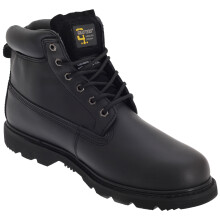 (9 UK, Black) Grafters Mens 6 Eye Padded Leather Work Boots