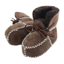 (XL, Chocolate) Eastern Counties Leather Baby Sheepskin Lace Tie Booties
