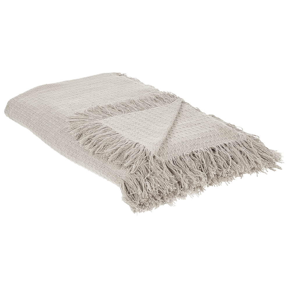 Beliani Bedspread Yerbent Cotton 150 X 200 Cm Light Grey