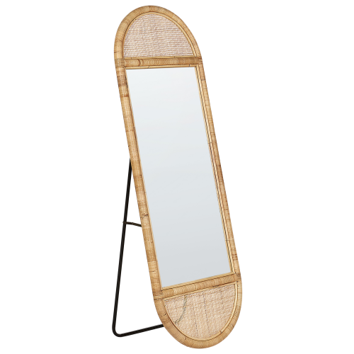 Beliani Standing Mirror BARGES 150 cm Rattan Natural