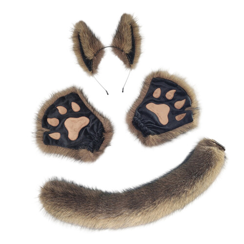 Realistic Wolf Ears Headband Soft Furry Cosplay Accessory For-C