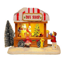 (B) Glowing LED Snow House Village Musical Box Festival Figurine