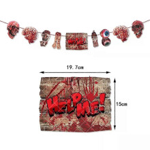 (Fluorescence Yellow) Bloodstain Halloween Bloodfingerprint Popcorn Box Eyeball Tableware Banner Haunting Decor