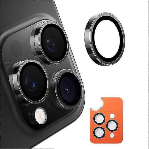(Black) TORRAS 1Set Clear Tempered Glass Camera Lens Protector for iPhone 15 Pro/Pro Max