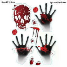 (Blue) Halloween-Dekoration mit Blutflecken, Fingerabdrücken, Popcornboxen, Augapfel-Geschirr, Banner und Gruseldeko