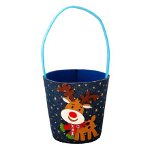 (Multicolor, Elk) Non-Woven Xmas Fruit Candy Sack Gift Bucket for Kids Holiday Decoration Festive Car