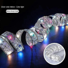 (ribbon white 10m) LED Christmas Snowflake Santa Hanging Sucker Window Lamp 2023 New Year 25-26s