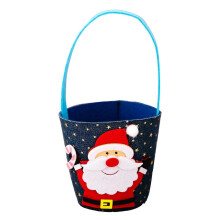 (Multicolor, Santa Claus) Non-Woven Xmas Fruit Candy Sack Gift Bucket for Kids Holiday Decoration Festive Car