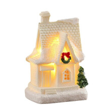 (F) Multicolor LED Lighted White Resin Winter Village Houses Desktop Christmas Decor