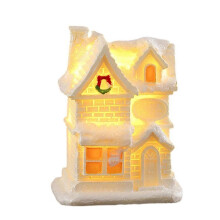 (G) Multicolor LED Lighted White Resin Winter Village Houses Desktop Christmas Decor