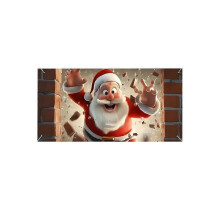 (B 2.4M) Merry Winter Festival Santa Claus Snowflake Garage Door Banner Yard Party
