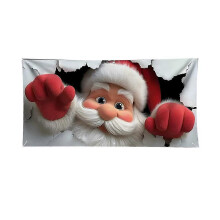 (A 4.0M) Merry Winter Festival Santa Claus Snowflake Garage Door Banner Yard Party