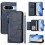 (Blue) Genuine Leather Wallet Case for Pixel 8 Pro Card Slot 1