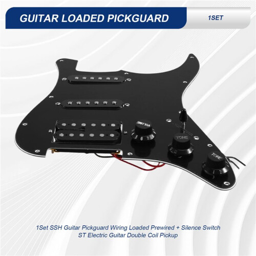 1Set SSH Gitarr Pickguard Ledningar Laddade Förkabel + Tystnadsomkopplare ST Elgitarr Dubbelspole Pickup 1