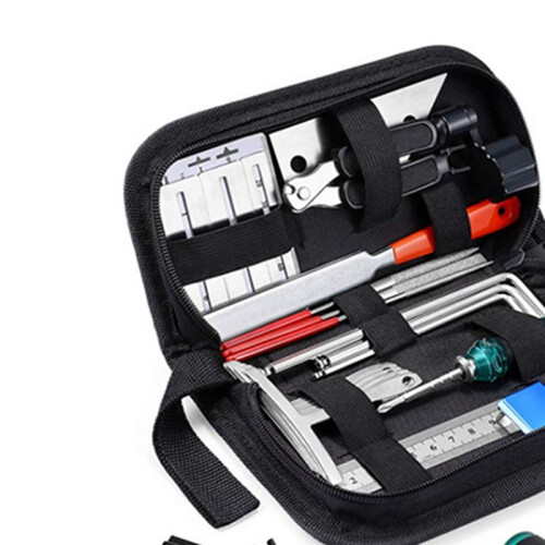 Guitar Repair Tool Kit, String Changing Tool, Wrench, Grinding File, Measuring Ruler, Stringer, Leveling Ruler, 25 in 1 1