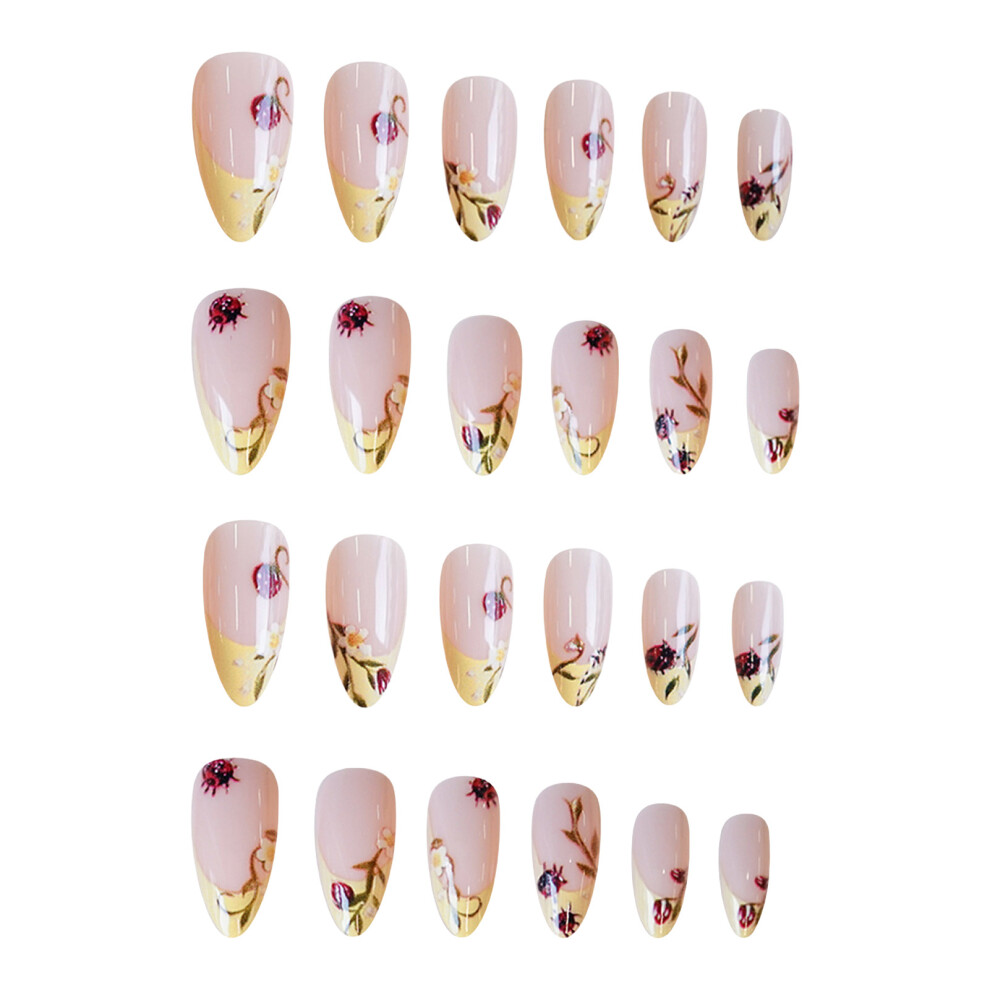 Creation-3C Flower Print Glossy Artificial Nails For Women Diy