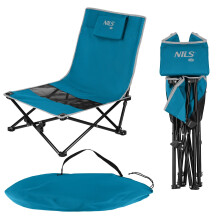 Strandstuhl, faltbar, blau/grau, tragbar