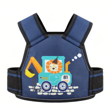 (Dark Blue Lion)Electric Motorcycle Child Harness With Cartoon Print For Safe Riding Experience