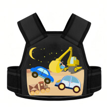 (Black Excavator)Arnês infantil de motocicleta elétrica com estampa de desenho animado para experiência de pilotagem segura