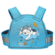 (Light Blue Bear)Arnês infantil de motocicleta elétrica com estampa de desenho animado para experiência de pilotagem segura