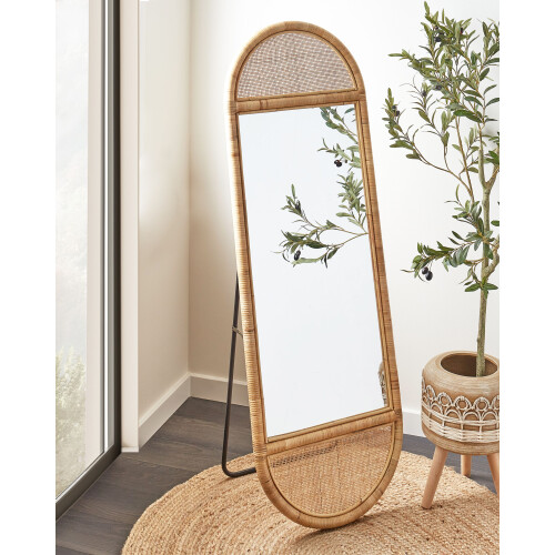 Beliani Standing Mirror BARGES 150 cm Rattan Natural 1