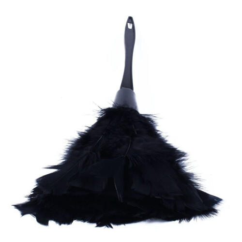 5pc Fashion Turkey Feather Duster with Black Plastic Handle Cleaning Tool(Black)35cm 2