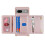 (PinkGold) Google Pixel 7a Case with Lanyard Mirror Card Holder Grids Pattern RFID Cover 2