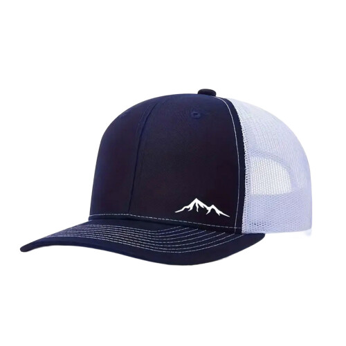 Comfortable Polyester Baseball Cap Foldable Mesh-Blue white