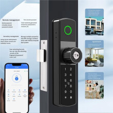 Tuya Wifi Digital Electronic  Door Lock with Biometric Fingerprint  NFC Card Password Key Unlock