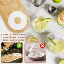 Rimmer per Sale di Legno con Doppio Piatto, Rimmer per Bicchieri, Scatola per Sale, Contenitore per Spezie, Strumento per Bartender per Cocktail