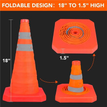 Traffic Cones,Collapsible Safety Cones,Multi Purpose - Cones ,Orange Cones for Parking Lot, Driveway, Driving Etc