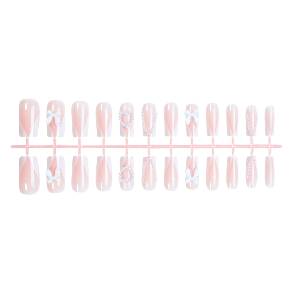 Dcph-Clothing Pearl French V-Tip Fake Nails For Work & Party